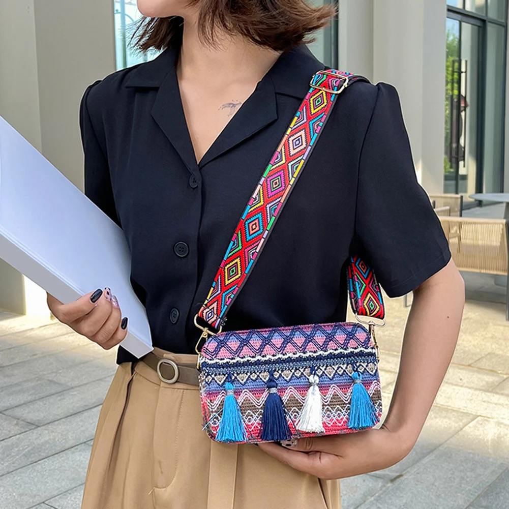 Женская этническая сумка-мессенджер через плечо из ПУ кожи с широким ремнем и