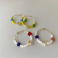 bohemian strands beaded hoop earrings for women 2021 new fashion jewelry personality simple colorful round circle pendientes
