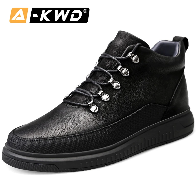 

Fashion High Top Black Designer Trainers With Fur Turnschuhe Genuine Leather Men's Shoes Lace-up Autumn Single Leather Sneakers