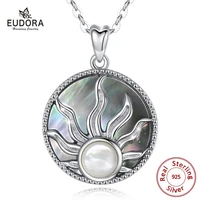eudora mother of pearl 925 silver jewelry pendants necklaces for women men sun round shape elegant fashion woman pendants d019