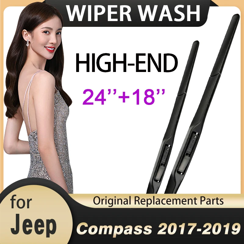 

Car Wiper Blades for Jeep Compass 2017 2018 2019 MK2 2nd Gen Front Window Windscreen Windshield Brushes Car Accessories Stickers