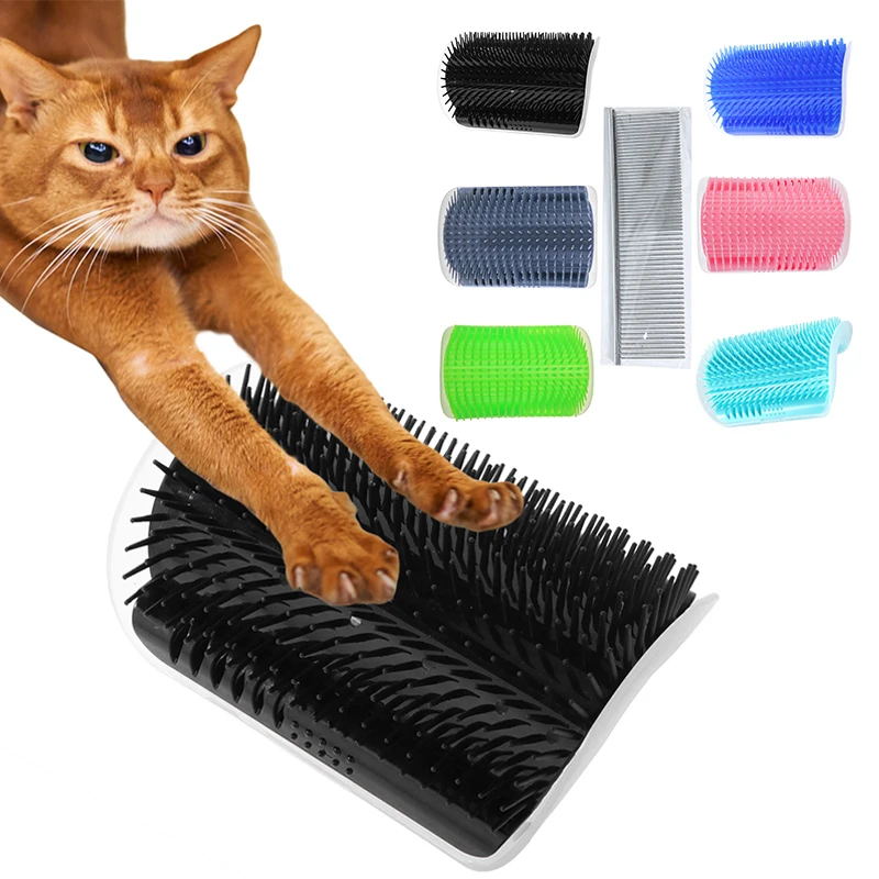 

Pet Brush Comb Cat Toy For Cat Self Groomer Wall Brush Corner Cat Massage With Catnip Cat Rubs with a Tickling Comb Scratcher