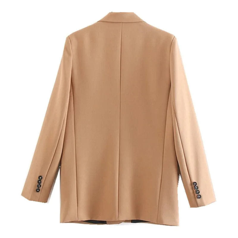 Новинка 2019 Осенний Блейзер на одной пуговице цвета хаки с высокой талией