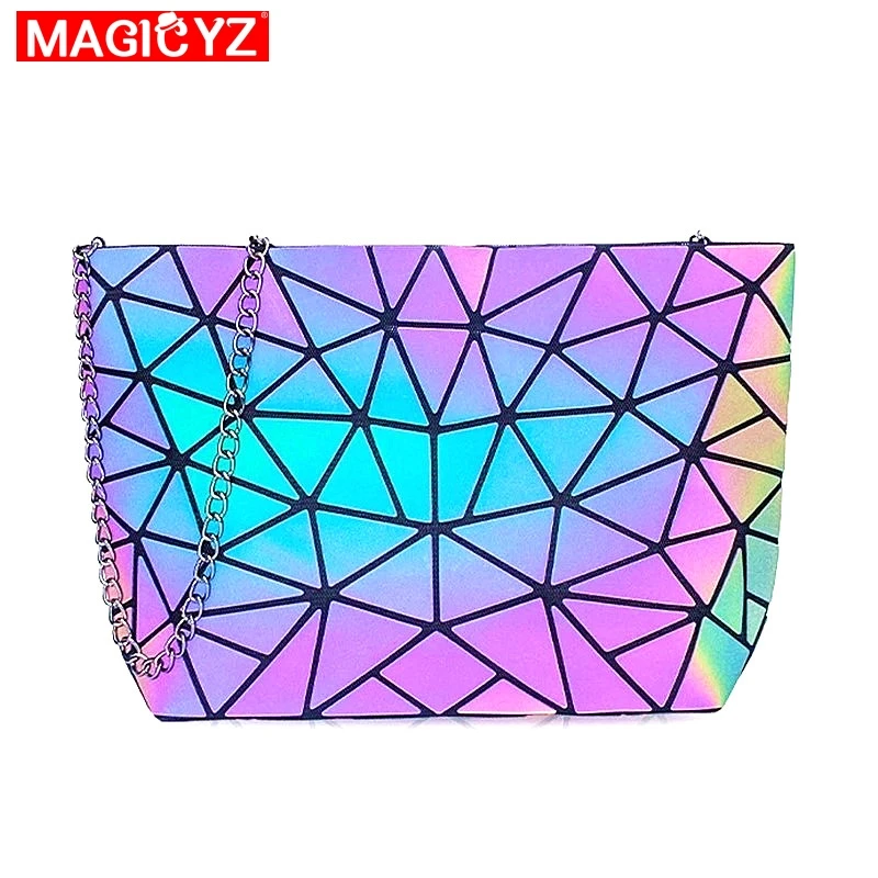 

2022 Brands Designer Women Shoulder Bag Fashion Laser Luminous Chain Strap small Messenger Bag Geometric lattice hand bag