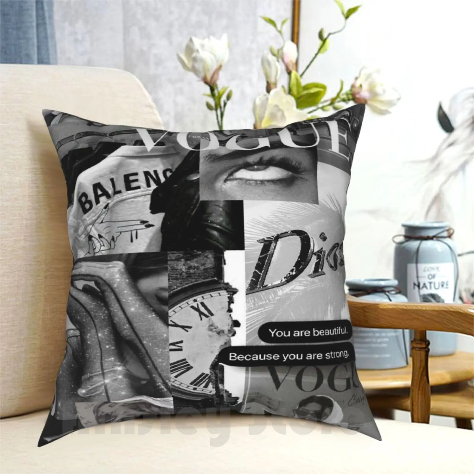 

Vogue Collage Pillow Case Printed Home Soft DIY Pillow cover Vogue Vogue Aesthetic Collage Fashion Vintage Vintage