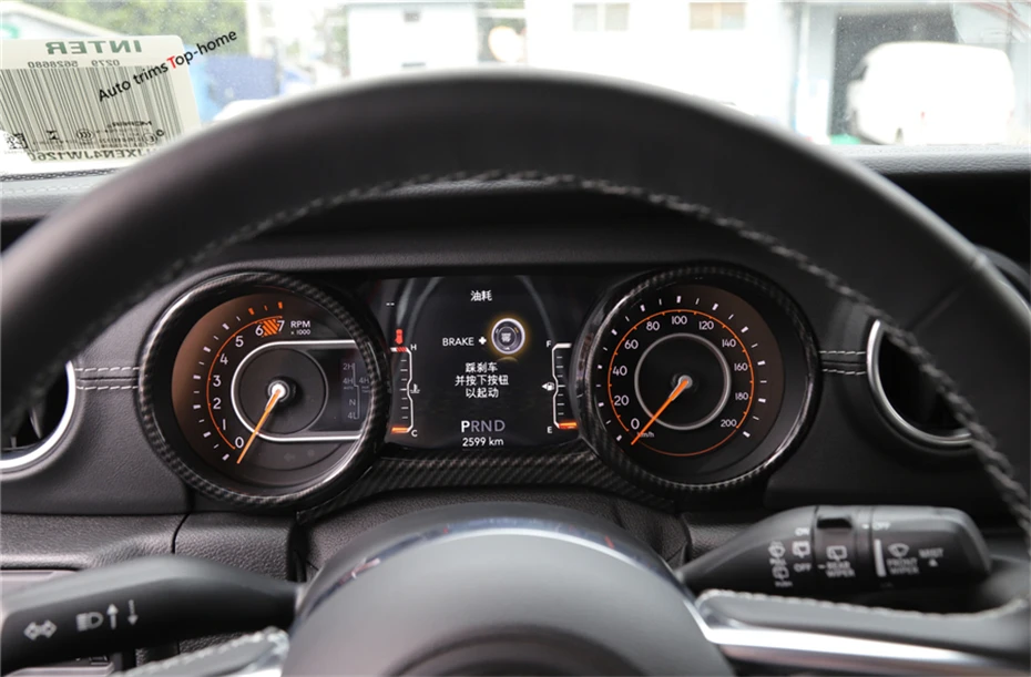 Yimaautotrims приборной панели инструмент полосы экрана кольцо крышки Накладка для Jeep Wrangler JL красный углеродное волокно вид интерьера