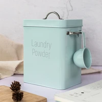 laundry washing powder storage tin box light large grain rice organizer container sealed box with spoon airtight lid