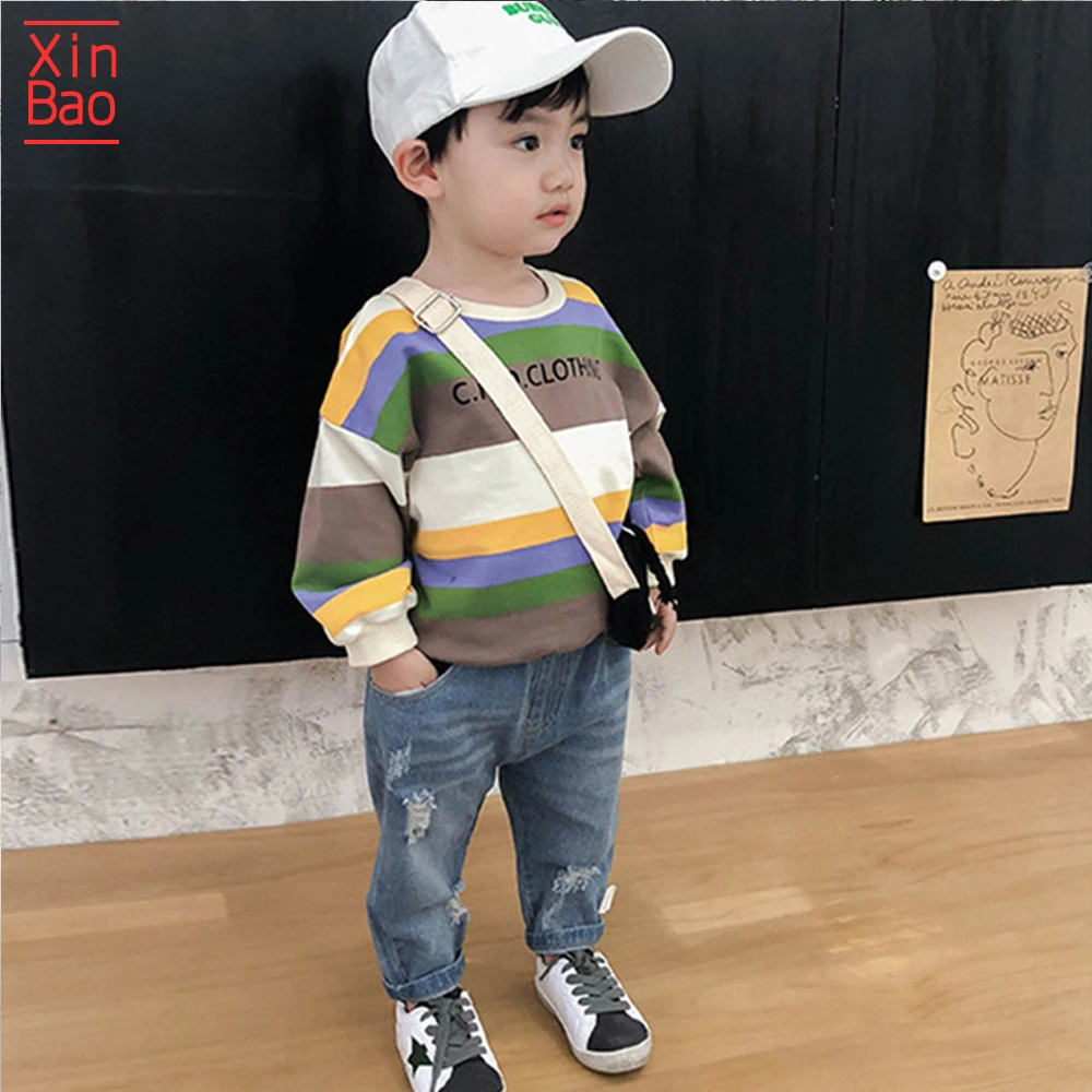 XINBAO 2020 радужные толстовки для девочек и мальчиков с длинным рукавом полосатый