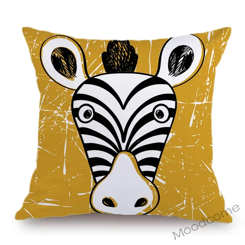 Винтажная Милая голова животных мультяшная Зебра свинья корова коала Тигр Лев