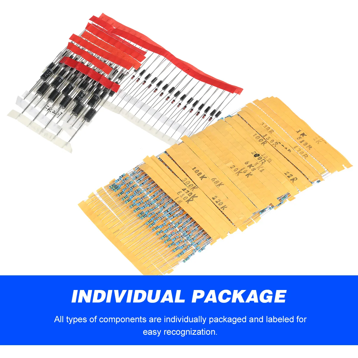 

1400PCS Electronic Components Assortment Kit Assorted Electric Element Starter Kit with 1/4W Resistance LED Diode Electrolytic