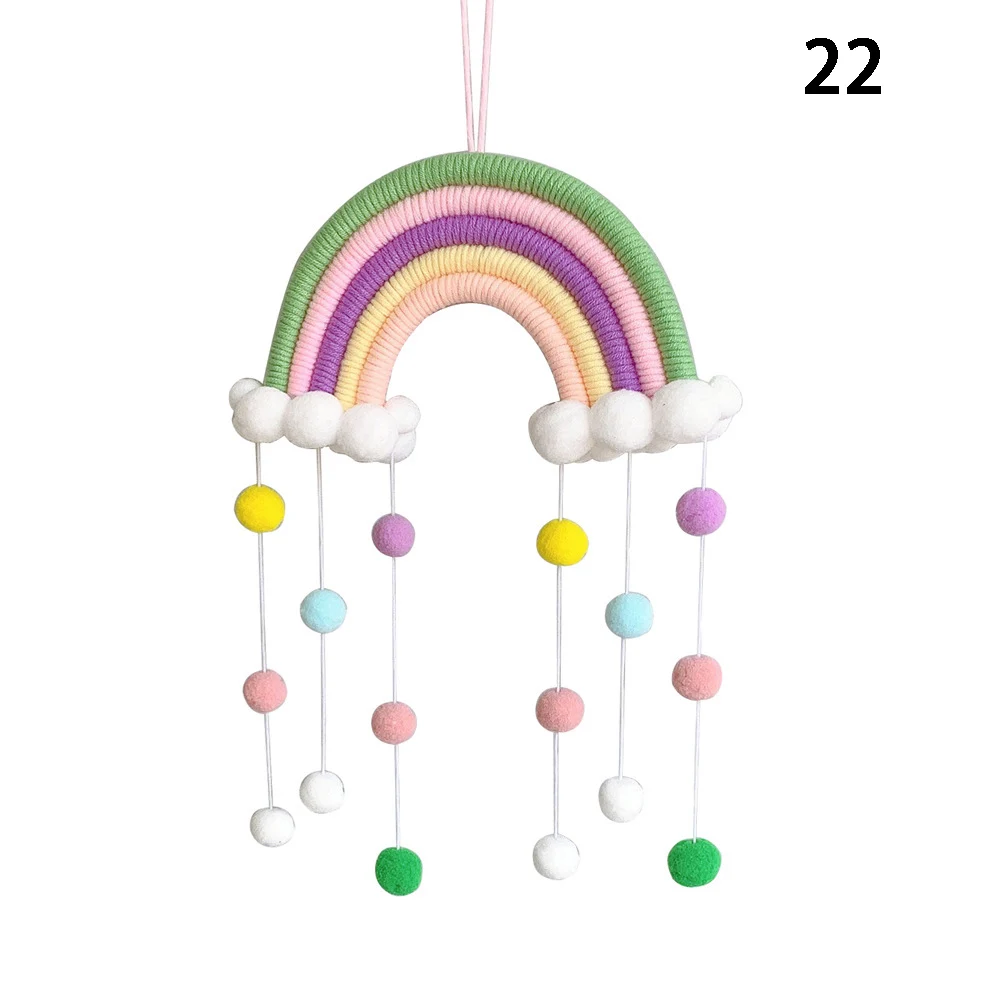 

Wall Rainbow Decoration Hand-Woven Pendant Hanging Plush Ball Home Colorful Bedroom Door Gift Ornament