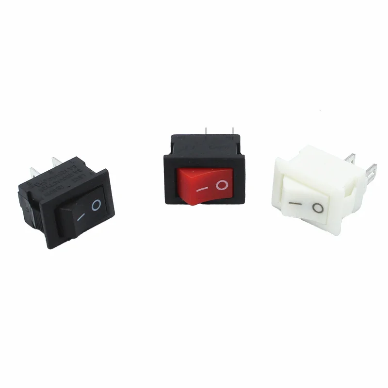 10Pcs Push Button Switch 10x15mm SPST 2Pin 3A 250V KCD11 Snap-in On/Off Boat Rocker 10MM*15MM Black Red and White | Обустройство дома