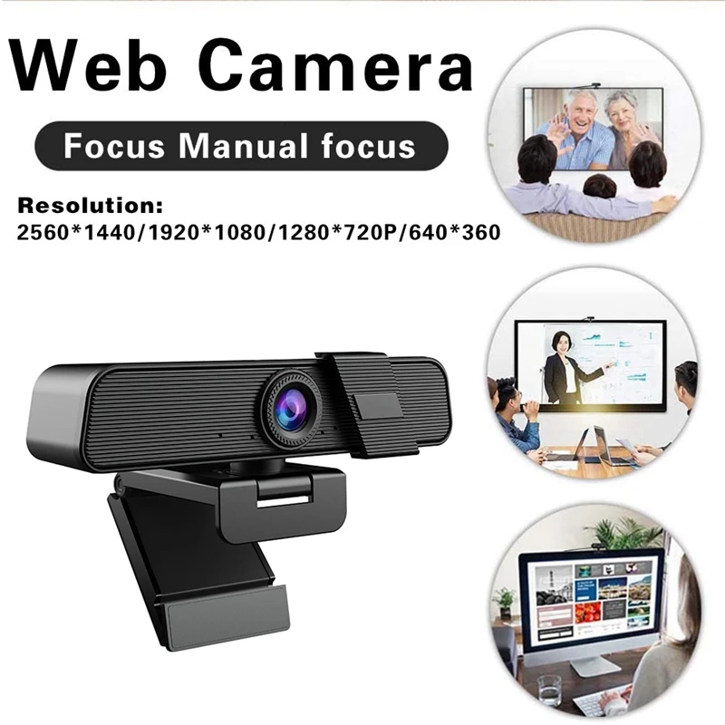 

2K HD Camera USB Dual Microphone Live Webcam 4 Million Pixel 4X Electronic Zoom Camera