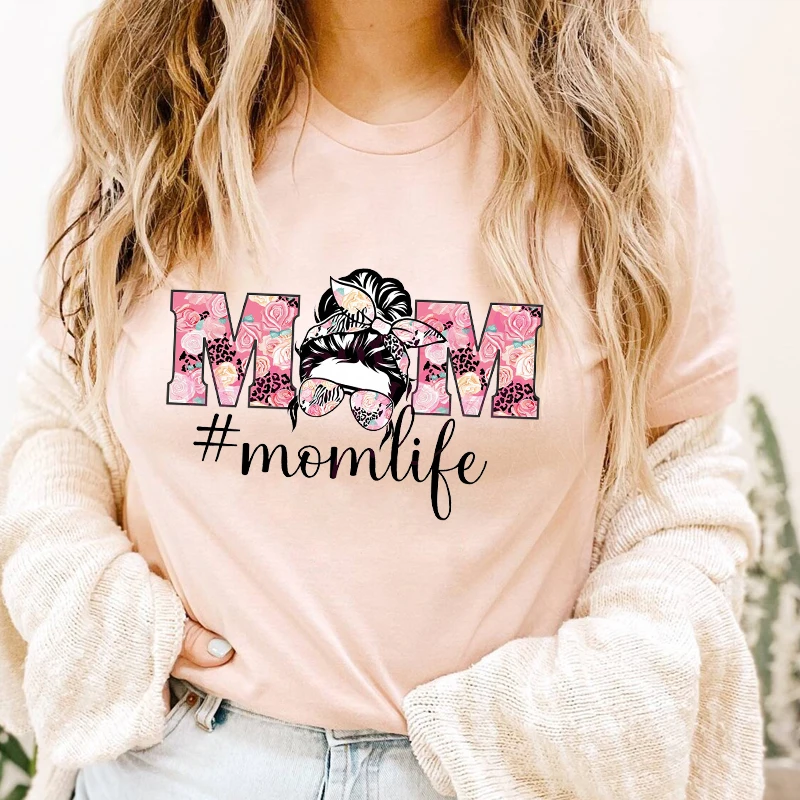 Женская модная прическа Повседневная футболка с коротким рукавом и принтом