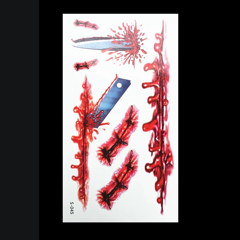 Временная татуировка стикер водонепроницаемый мгновенный прошитый раненный