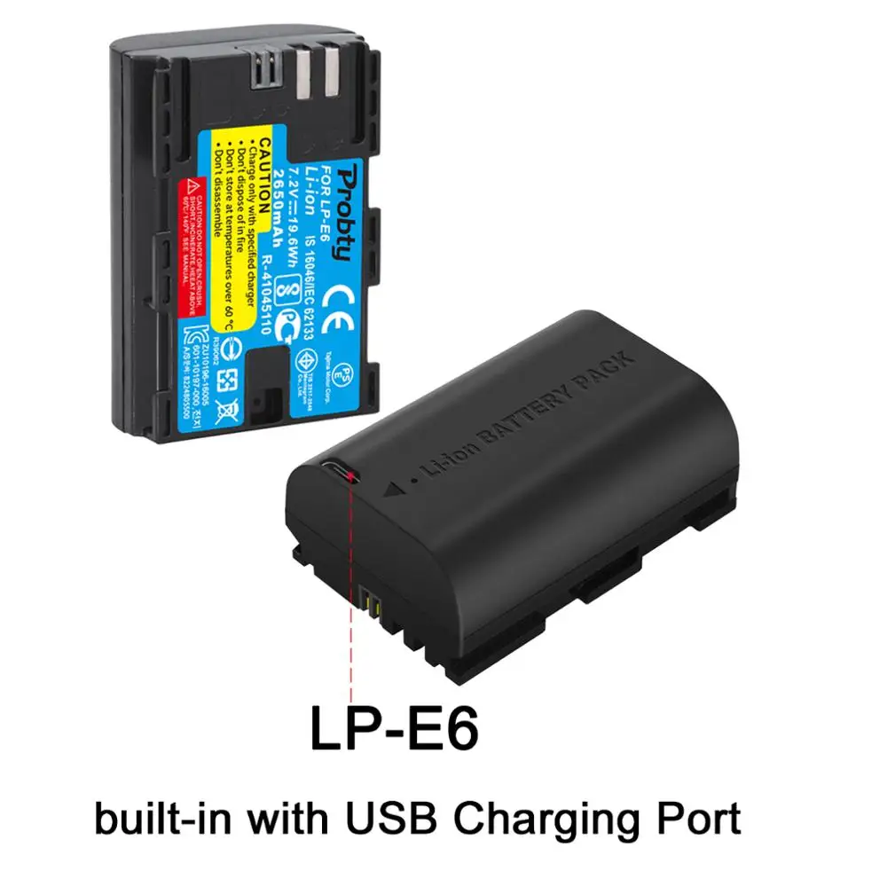 2650 мА/ч USB Выход LP E6 LPE6 E6N Батарея для Canon 5D Mark II III 7D 60D EOS 6D 70D 80D 5DS R S|Цифровые