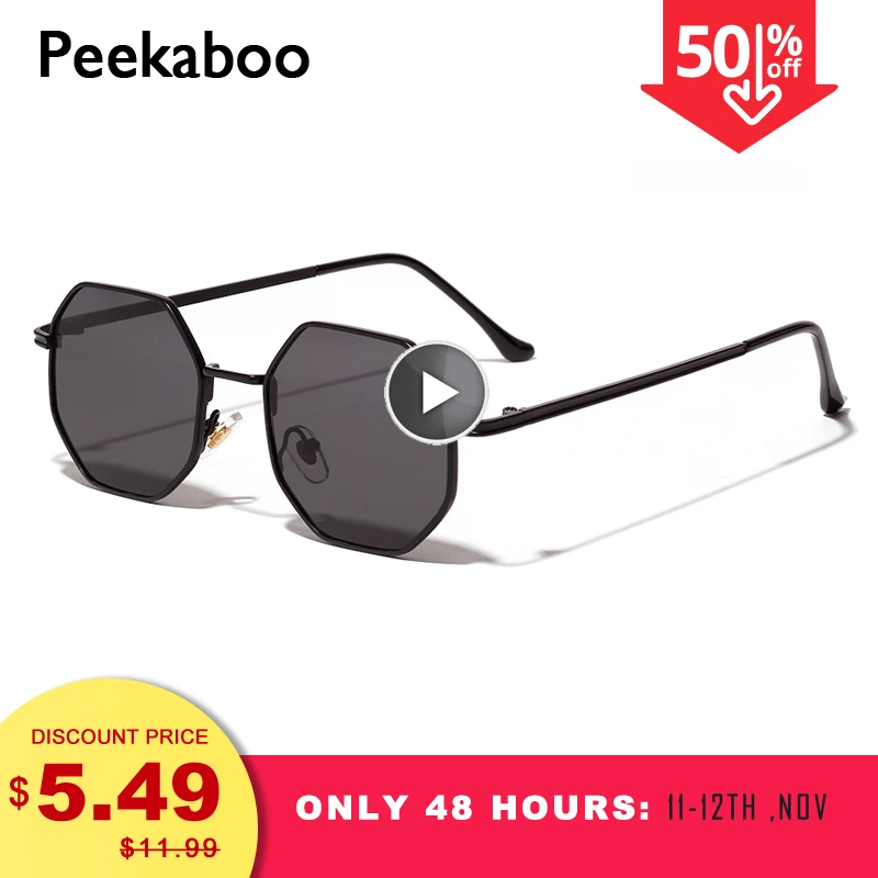 Peekaboo, женские Винтажные Солнцезащитные очки, мужские, металлические, золотые, зеленые, коричневые,, мужские, восьмиугольные, солнцезащитные очки для женщин, полигон, uv400