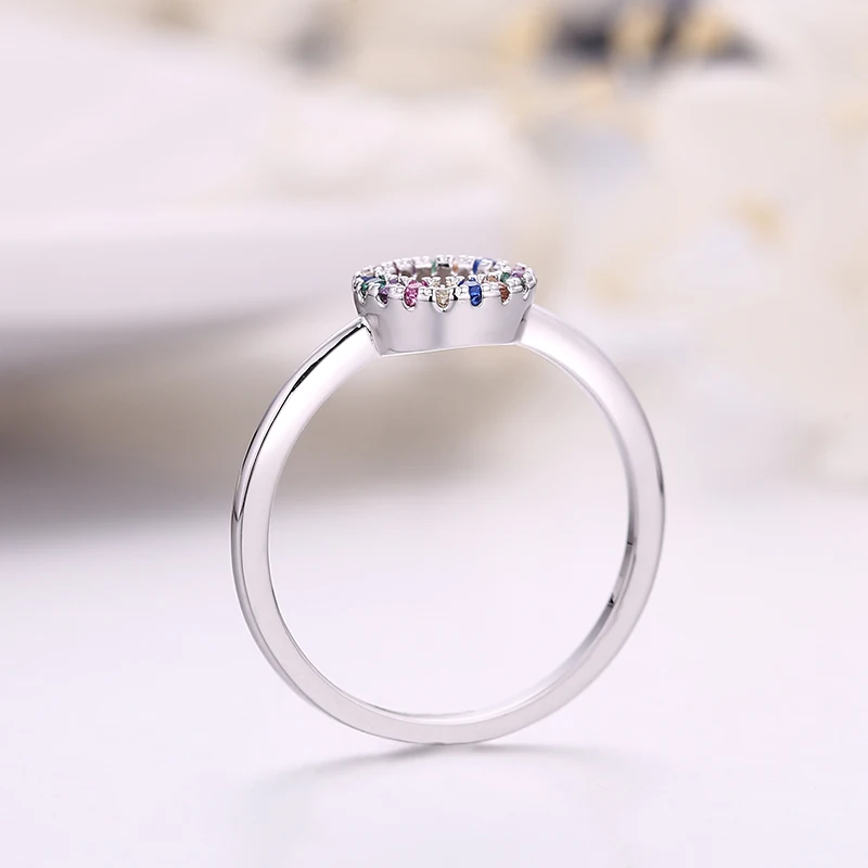 Женское серебряное кольцо PHOEBEJEWEL обручальные кольца с разноцветными Фианитами