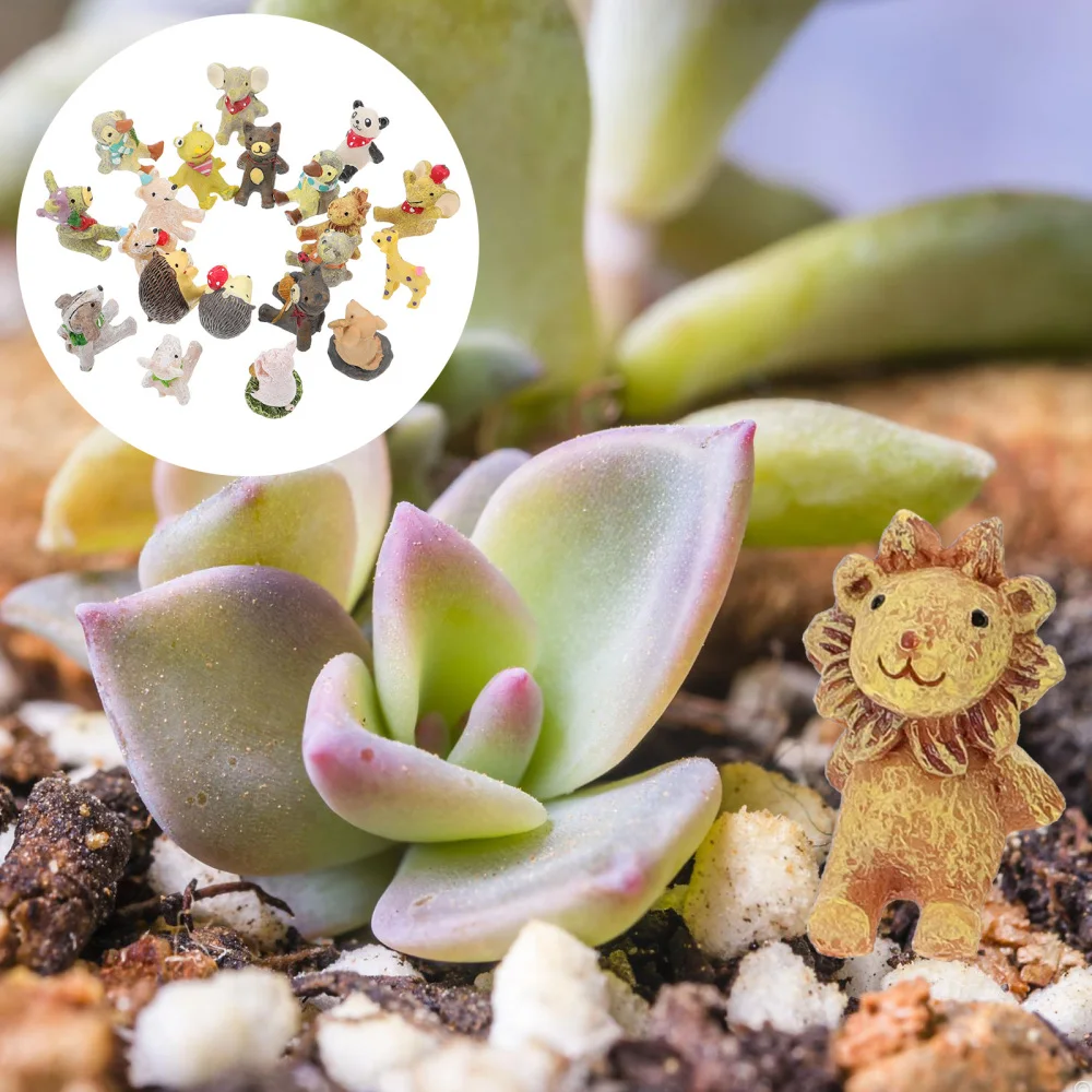 

20Pcs Mini Animals Figurines Ornaments Potted Plant Adornments Bonsai Accessory