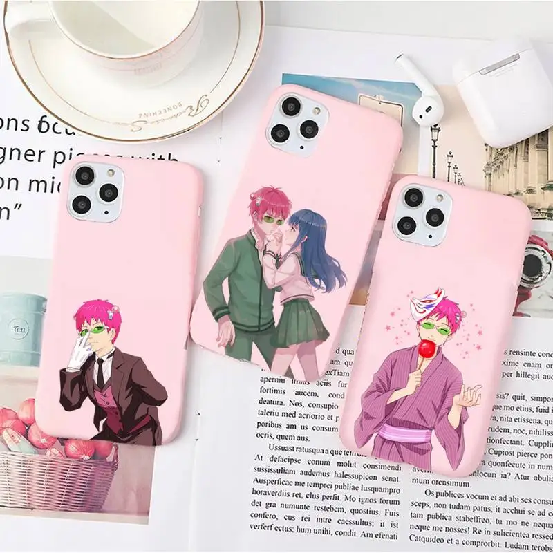 

The Disastrous Life of Saiki K anime Phone Case Candy Color for iPhone 6 7 8 11 12 s mini pro X XS XR MAX Plus