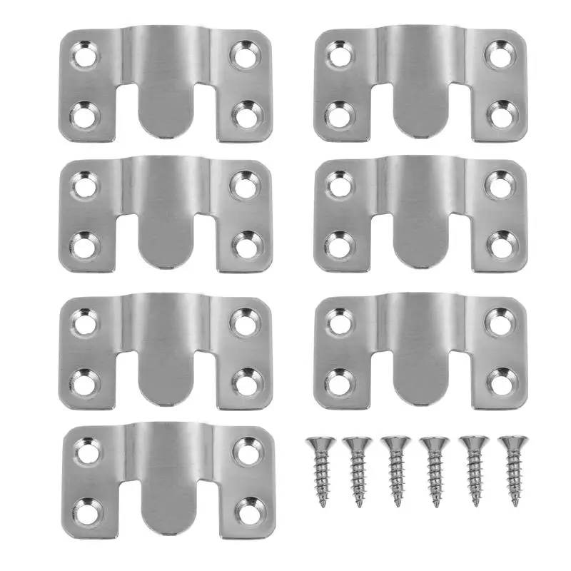 

10 Sets Flush Mount Bracket Stainless Steel Wall Mount Clip Hook with screws