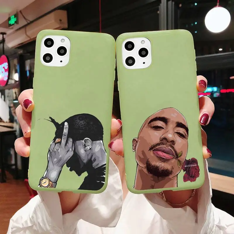 

Rapper 2Pac Tupac Shakur Phone Case Candy Color for iPhone 6 7 8 11 12 13 s mini pro X XS XR MAX Plus