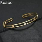 Kcaco новый персонализированный браслет с именем инициала для женщин и мужчин из нержавеющей стали открытый размер буквы манжеты ювелирные изделия подарки на день рождения