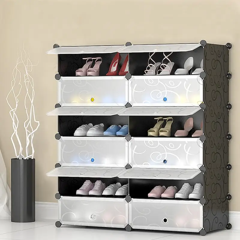 

6 Layers 12 Doors Wardrobes Waterproof Wipe Board Plastic Surface Wardrobe Storage Box Organizer Multifunctional Portable HWC