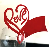 10pcs wine glass name place card heart shape place escort card table mark festival wedding party bar valentines day decoration