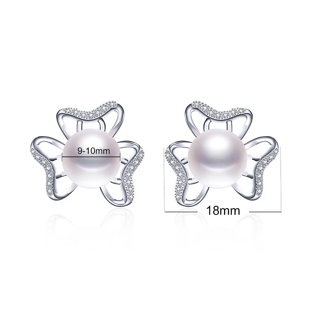 

925 Sterling Silver Natural Freshwater Pearl Stud Earrings For Women Real Pearl Fashion Jewelry High Quality