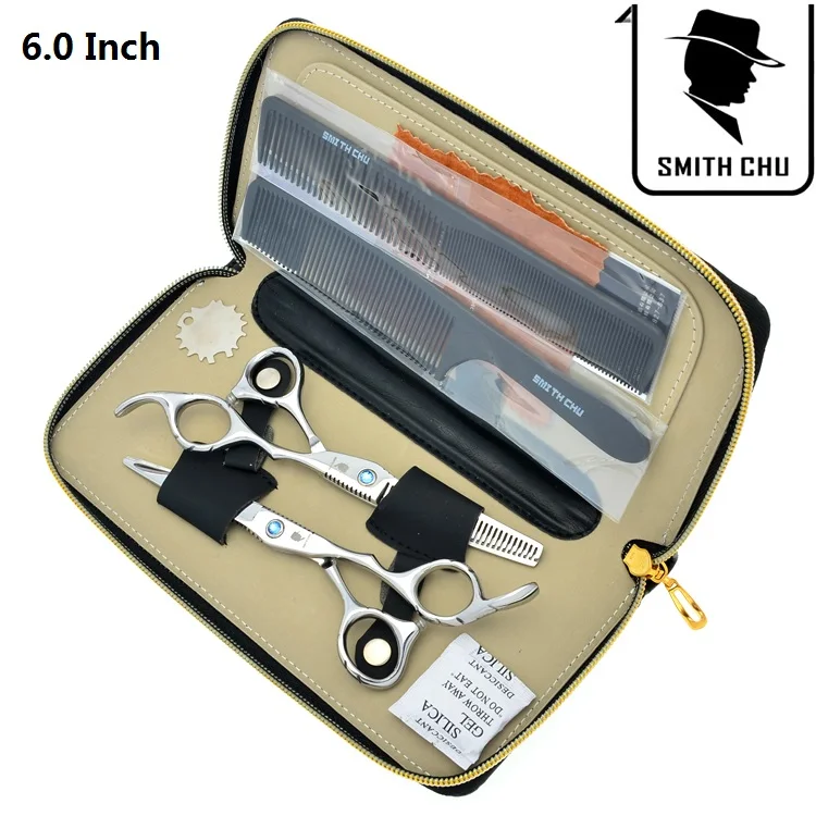 LZS0077 with bag 60 6," Smith Chu ножницы для стрижки волос высокого качества Парикмахерские филировочные ножницы японская сталь 440C парикмахерские ножницы набор LZS0077 - Цвет: LZS0077 with bag 60