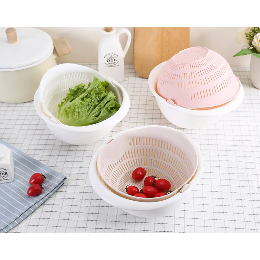 2020 Useful High Quality Fashion Double Drain Basket Bowl Washing Kitchen Strainer Noodles Vegetables fruit Gift Dropshipping | Дом и сад