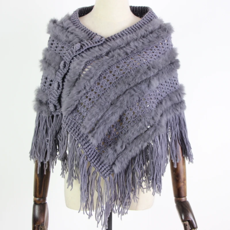 Весеннее пальто накидка из кроличьего меха женская меховая шаль подходит ко