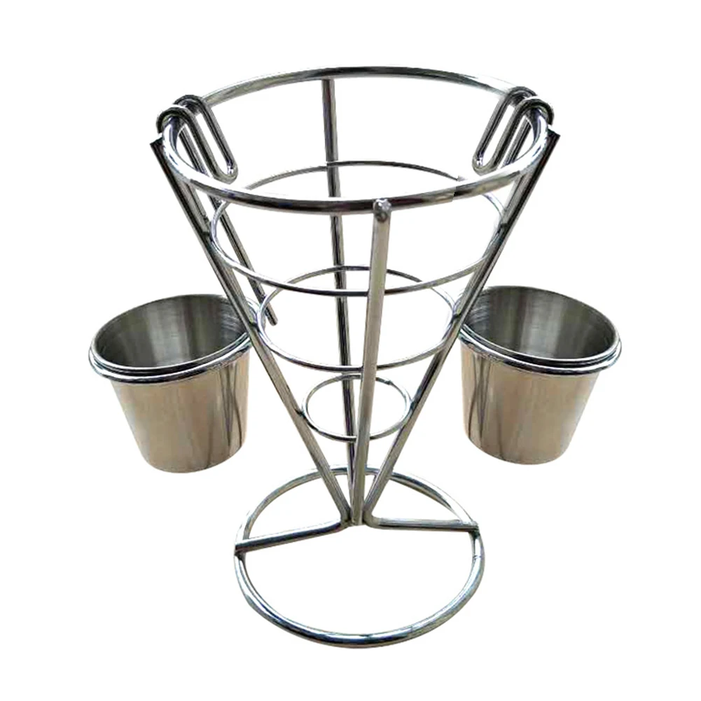 Mini Double Sauce Stand Cone Fries Holder Holds Fruit and Other Appetizers|Блюдца и тарелки| |