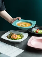 nordic creative ceramic soup plate square pasta plate porcelain deep western food snack fruit salad plate tableware wholesale