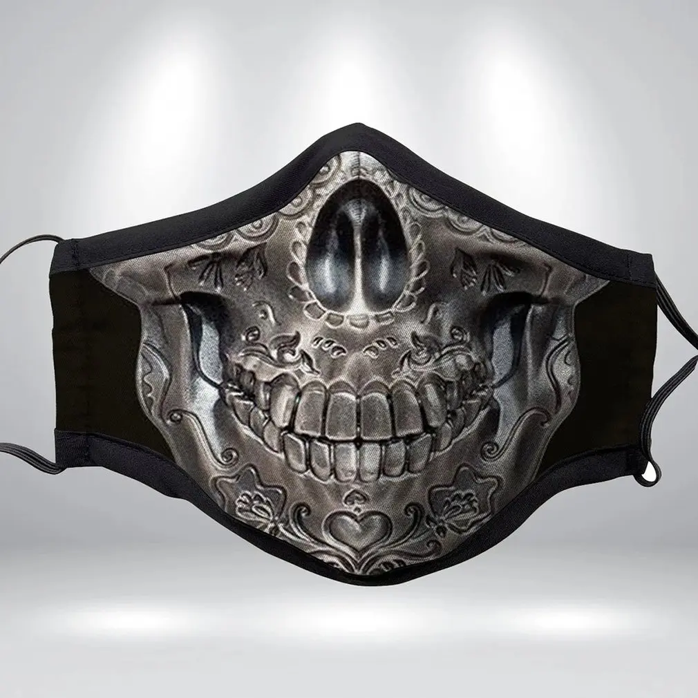 

1pcs mask kull Design Anti Haze Washable Reusable Mask Ear Hanging Type Mask Multi Layer Dustproof Protective Masks