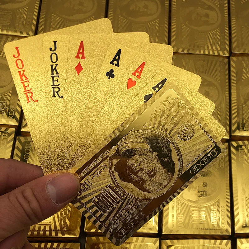 24K Gold Poker Cards Game Foil Playing Set Waterproof Magic Chips Table Games Entertainment Tools | Спорт и развлечения