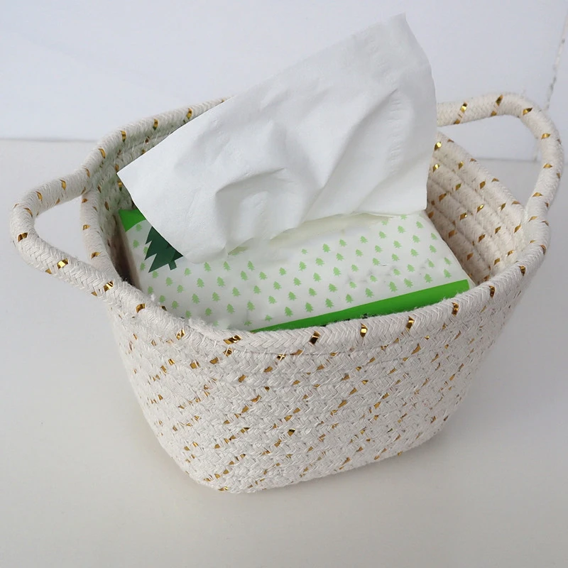 

Cotton Rope Storage Baskets Organizer Decorative Woven Basket with Handles for Nursery Baby Clothes,Toy,Makeup,Set of 3