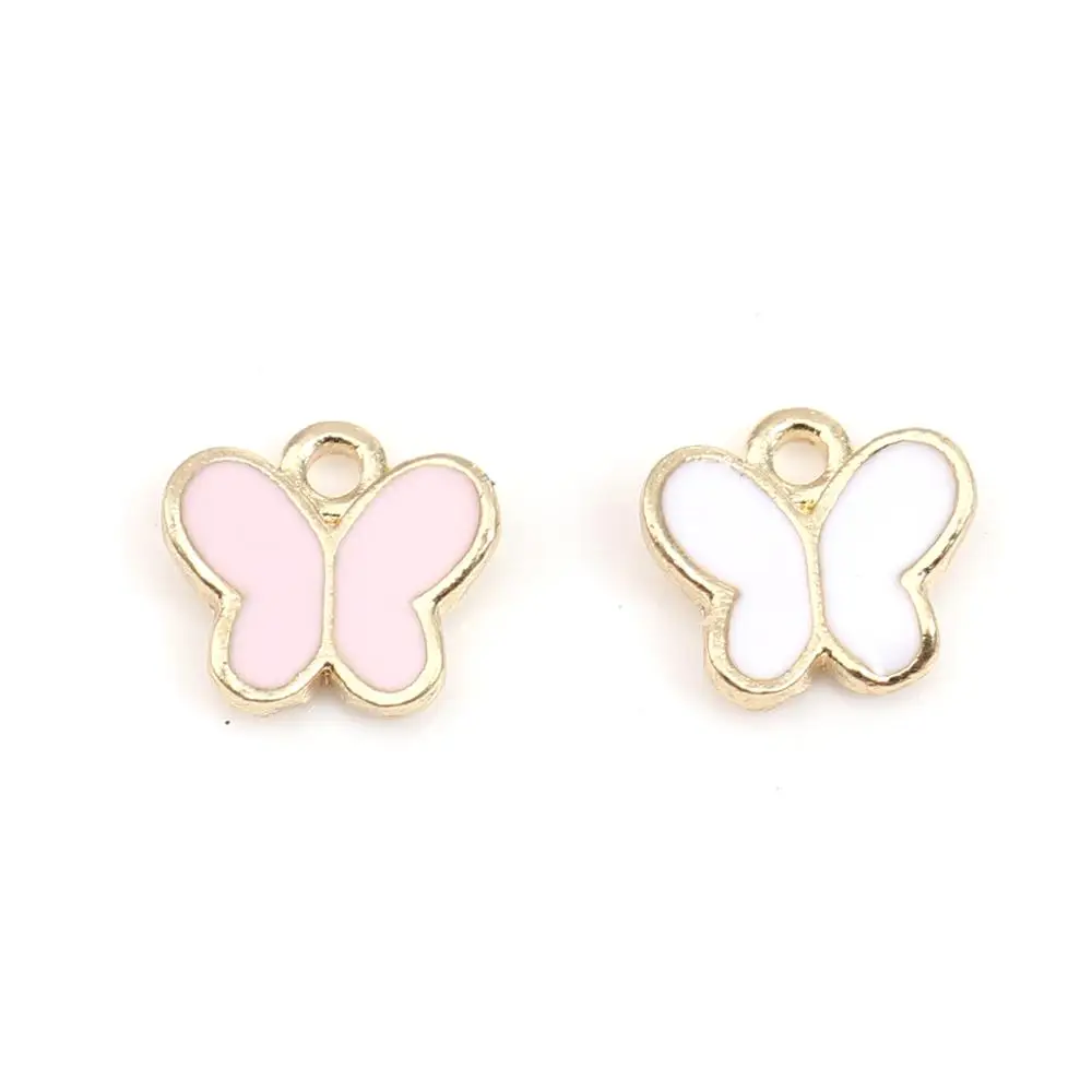 

20 PCs/bag Insect Charms Pendant Butterfly Gold Plated White Pink Enamel Pendants DIY Findings Handmade Jewelry Accessories