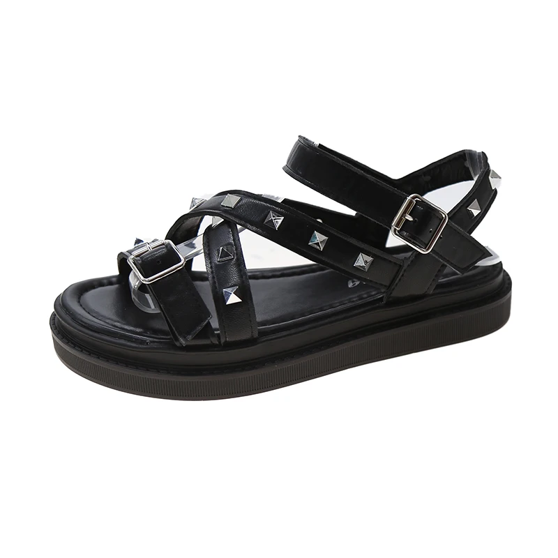 

Med All-Match Flat Sandal Shoe Clogs With Heel Suit Female Beige 2021 Women's Buckle Strap Medium Without Thick Black Comfort Fa