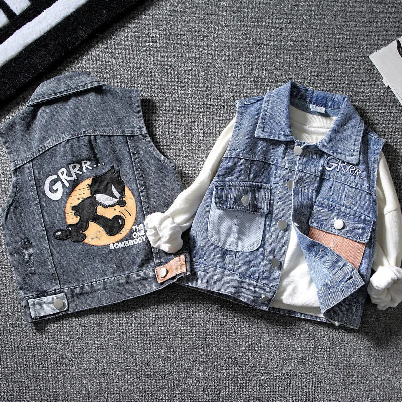 

Children Clothes Kids Denim Cotton Spring Autumn Vest Boys Waistcoat Child Casual All-match Vest Boys Tops Baby Boys Jacket 1-6