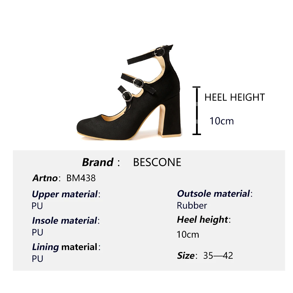 BESCONE/Новые модные женские туфли-лодочки Туфли с круглым носком на очень высоком