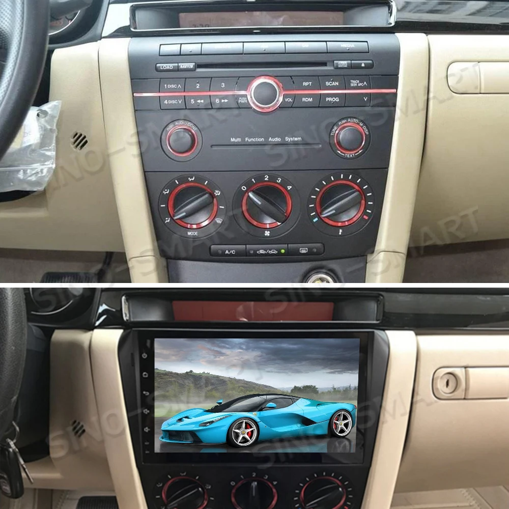 Автомобильный мультимедийный плеер Sinosmart 2DIN IPS/QLED 2.5D gps радио навигация для Mazda 3 2002 2008|Автомагнитолы| |
