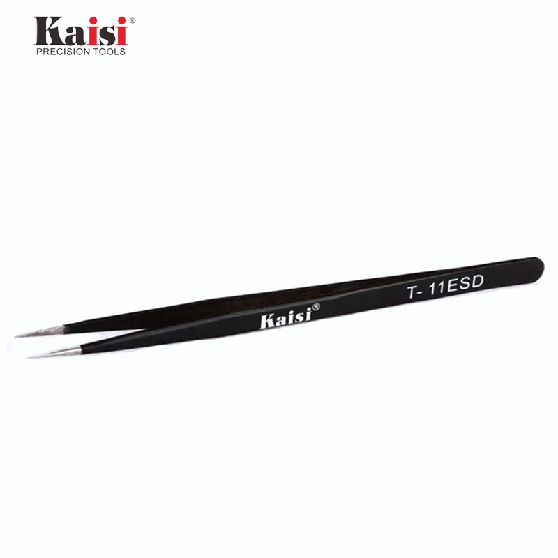 

Kaisi T-11 T-15 от электростатического разряда и антимагнитными свойствами Нержавеющая сталь прямые пинцеты антистатические защитой от статического электричества с точностью тонкими концами)