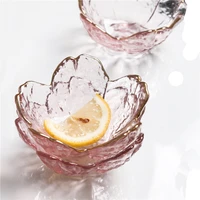 small glass dish nordic style gold inlay glass sauce bowl mini cherry blossoms seasoning plate for ice cream fruit sala 3pcs set