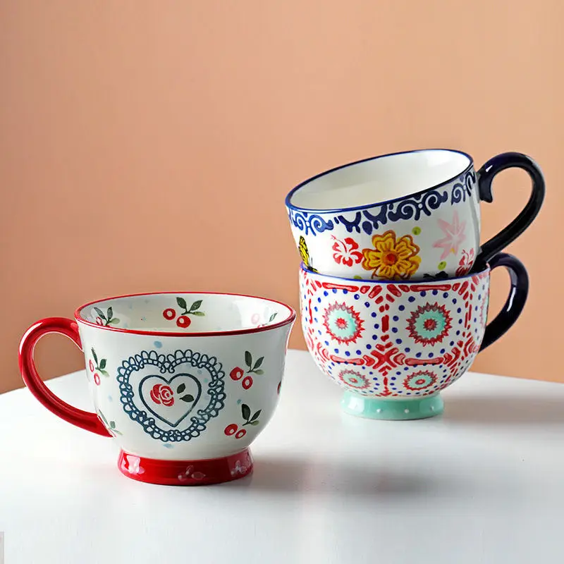 

Nordic Style Retro Hand-painted Ceramic Cup Home Breakfast Cup Coffee Cup Home Cup Hand-painted Animal Cup Mug Dining Tool