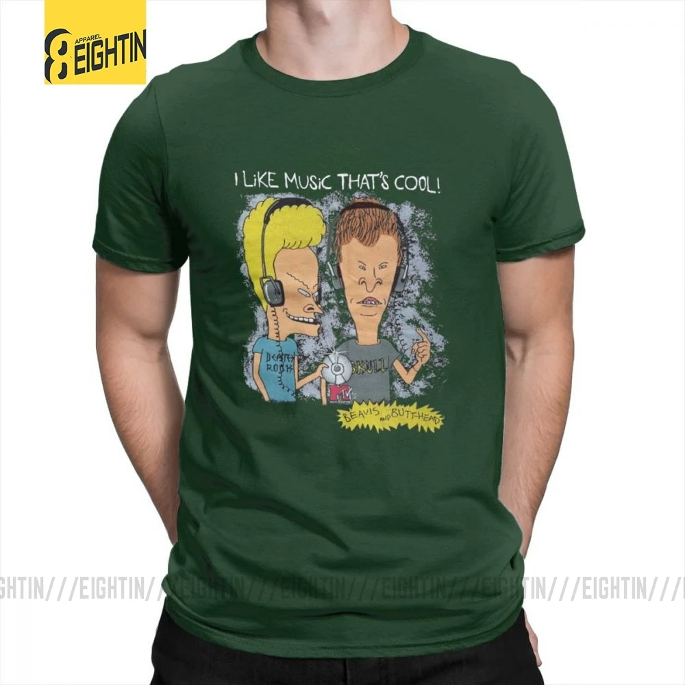 Beavis And Butthead футболки из хлопка с коротким рукавом футболки Awesome MensT модные футболки с круглым вырезом Большие размеры забавные - Цвет: Forest Green