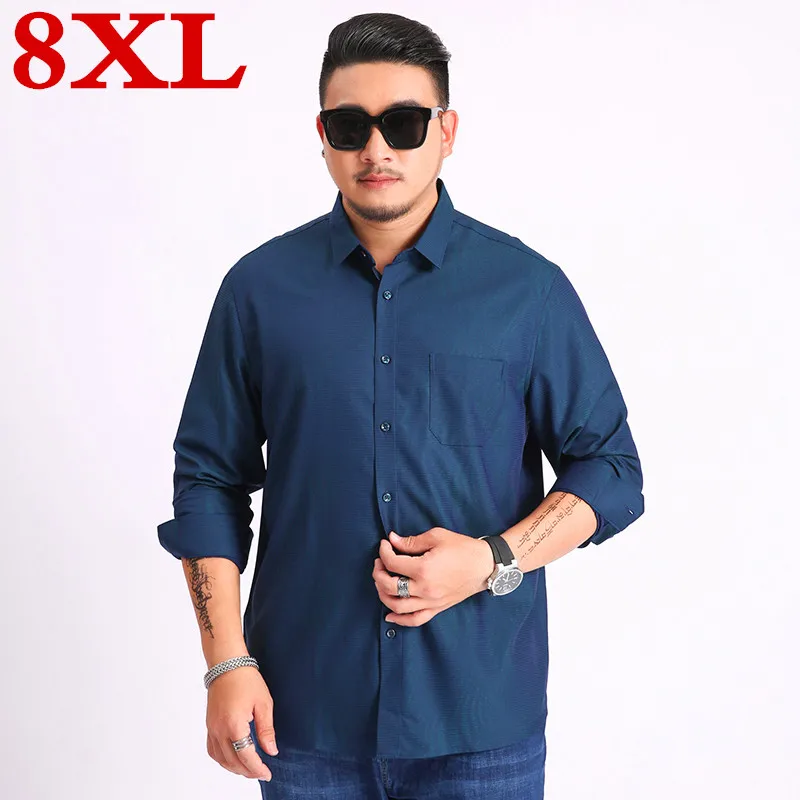 

Рубашка мужская деловая с отложным воротником, длинным рукавом, 8XL, 2020, 7XL, 6XL