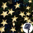 7 месяцев, 12 месяцев, на солнечных батареях звезда гирлянды светодиодные фонари 50 100 светодиодный Звезда светодиодная гирлянда на открытом воздухе Водонепроницаемый лампа 8 режимов для сада патио садовый декор