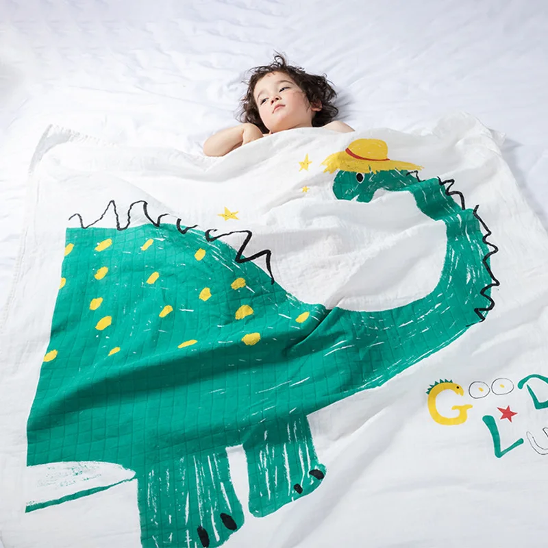

Spring and Summer Infant Cartoon Double layer pure Cotton Gauze Breathable Swaddling Baby Comfortable Blanket bath towel